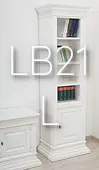 Libreria stretta in legno massello con 1 antina colore bianco anticato