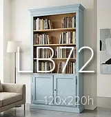 Libreria classica in legno con 2 porte e scaffali spostabili finitura colorata azzurro e rovere