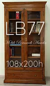 Libreria vetrina classica in noce massello con 2 ante e 1 cassetto