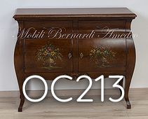 Credenzina bombata in legno massello con decori