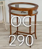OC290 Tavolino bacheca ovale legno e vetro