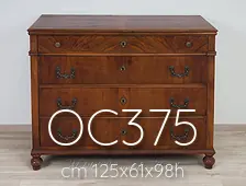 Cassettone antico impiallacciato in noce 4 cassetti