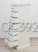 Cassettiera settimanale stretta in legno massello finitura colore bianco