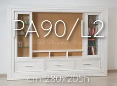 Mobile soggiorno per tv con cornice in legno finitura colore bianco e rovere