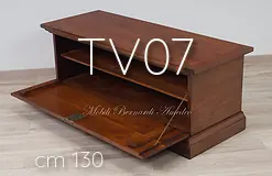 Cassapanca porta TV in noce massello da 130 cm con ribalta