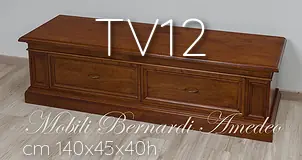 Mobile tv basso in noce massiccio con 2 cassetti