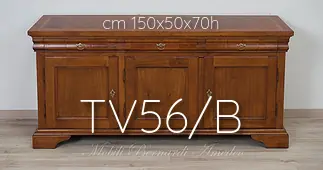 Credenza bassa da 150 cm per Tv stile classico in legno di noce nazionale