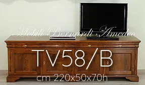 Credenza bassa porta Tv in legno di noce nazionale con intarsio cm 220