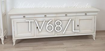 Mobile tv legno bianco anticato 4 ante 4 cassetti Mobile tv legno bianco anticato 4 ante 4 cassetti