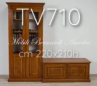 Mobile tv con vetrina stile classico in noce massello