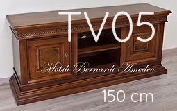 Mobile porta Tv in noce stile classico da 150 cm con intaglio