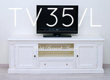 Mobile Tv in legno massello finitura bianco anticato da 180 cm