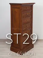 Cassettiera settimanale in noce massiccio stile classico cm 65x140h
