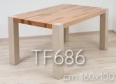 Tavolo moderno in olmo massiccio con gambe in ferro colore chiaro
