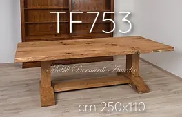 Tavolo fratino in rovere massiccio nodato piallato a mano