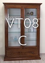 Vetrina arte povera in legno massello di noce con cassetto Vetrina arte povera in legno massello di noce con cassetto