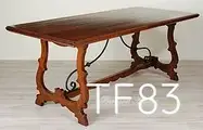 Tavolo in legno massello di noce con ferro battuto