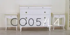 White solid wood chest of drawers with gold leaf
