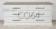 Large chest of drawers with 6 white drawers and light wood top