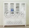 Credenza con alzata in legno massello laccata bianco