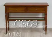 Consol in noce massello con vetro e 2 cassetti da 120 cm