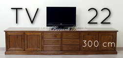 Mobile Tv in noce da 300 cm con ante e cassetti