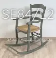 Dondolo stile country in legno laccato verde anticato fatto a mano