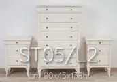 Classic Louis Philippe style chest of drawers in cream white wood