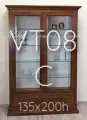Vetrina in noce arte povera con intarsio e cassetto