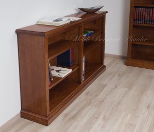 Libreria stile classico in legno di noce bassa con ripiani spostabili