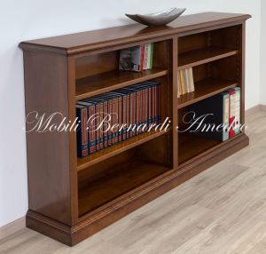 Libreria stile classico in legno di noce bassa con ripiani spostabili