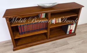 Libreria stile classico in legno di noce bassa con ripiani spostabili