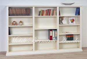 Libreria scaffalatura 3 vani in legno stile classico finitura laccata colorata