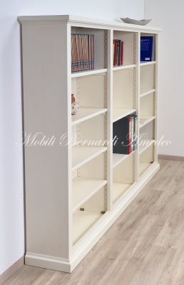 Libreria scaffalatura 3 vani in legno stile classico finitura laccata colorata