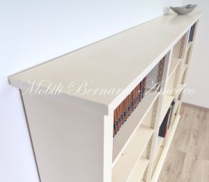 Libreria scaffalatura 3 vani in legno stile classico finitura laccata colorata