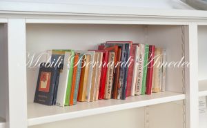 Libreria scaffalatura 3 vani in legno stile classico finitura laccata colorata