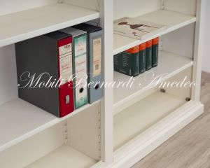 Libreria scaffalatura 3 vani in legno stile classico finitura laccata colorata
