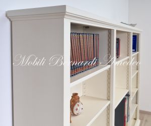 Libreria scaffalatura 3 vani in legno stile classico finitura laccata colorata