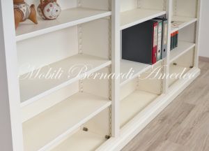 Libreria scaffalatura 3 vani in legno stile classico finitura laccata colorata