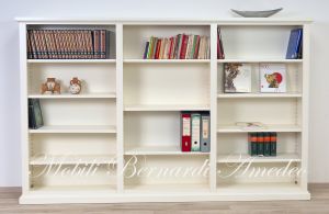 Libreria scaffalatura 3 vani in legno stile classico finitura laccata colorata
