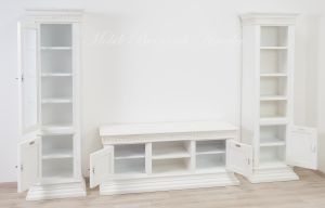 Librerie mobile per Tv da soggiorno stile classico contemporaneo con finitura colore bianco