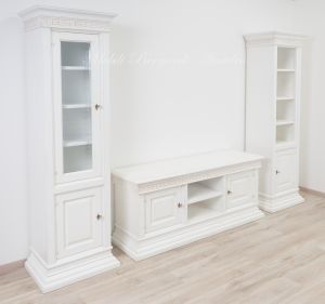 Librerie mobile per Tv da soggiorno stile classico contemporaneo con finitura colore bianco