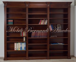 Libreria in legno massiccio stile antico da studio o soggiorno produzione artigianale italiana
