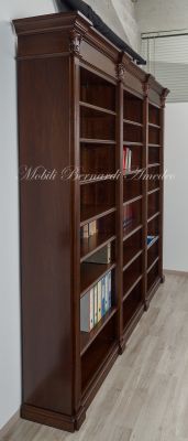 Libreria in legno massiccio stile antico da studio o soggiorno produzione artigianale italiana