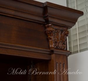 Libreria in legno massiccio stile antico da studio o soggiorno produzione artigianale italiana