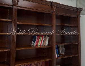 Libreria in legno massiccio stile antico da studio o soggiorno produzione artigianale italiana