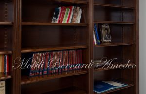 Libreria in legno massiccio stile antico da studio o soggiorno produzione artigianale italiana