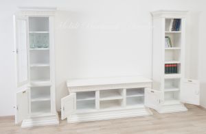 Librerie mobile per Tv da soggiorno stile classico contemporaneo con finitura colore bianco