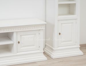 Librerie mobile per Tv da soggiorno stile classico contemporaneo con finitura colore bianco