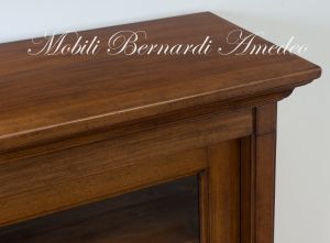 Credenza in legno con 3 ante scorrevoli a vetro finitura classica tinta noce